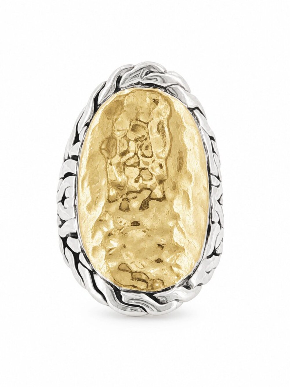 JOHN HARDY 925 Sterling Silver & 22K Gold Palu Saddle Ring Size 7